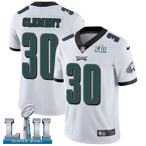 Nike Eagles #30 Corey Clement White Super Bowl LII Men's Stitched NFL Vapor Untouchable Limited Jersey - Click Image to Close